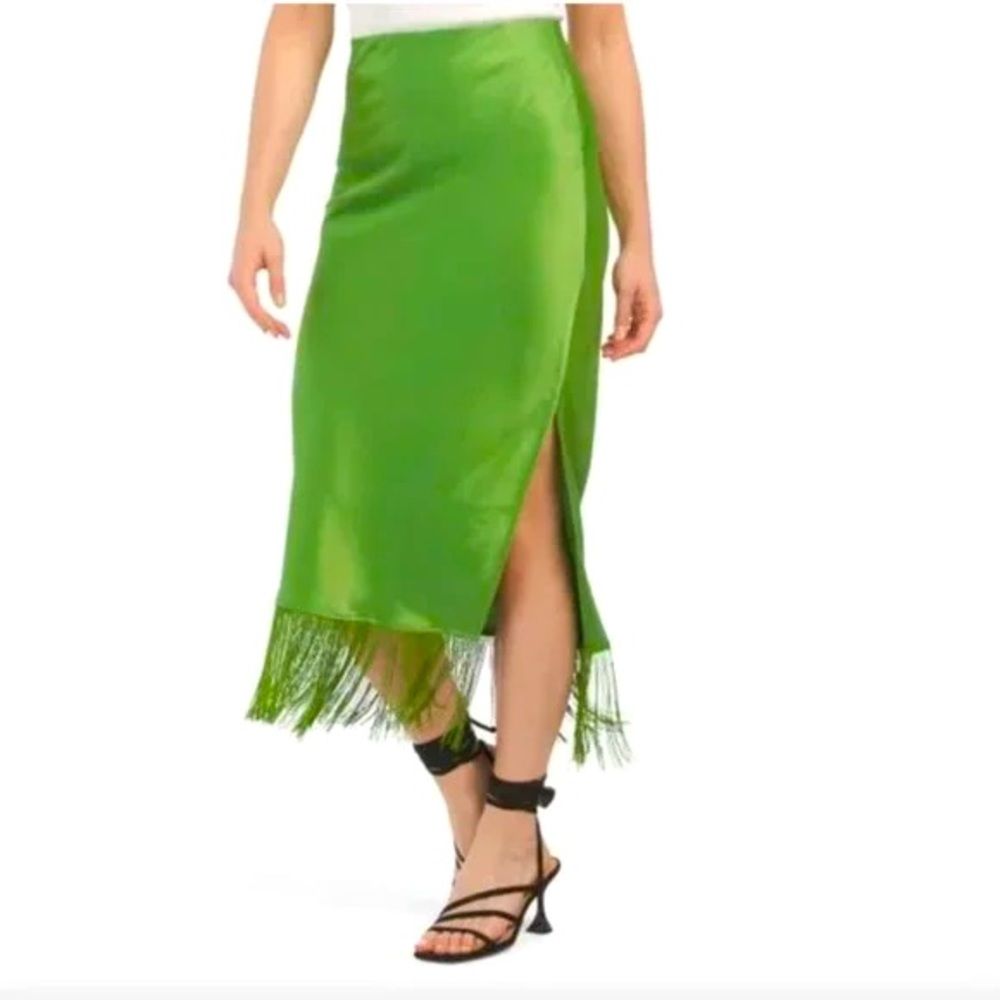 Rachel Zoe Green Satin Slip Skirt
